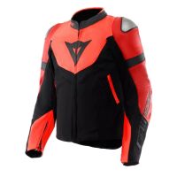 Dainese IPERATTIVA sportovně-cestovní kožená bunda fluo-červená/černá vel.52